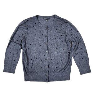 Cable & Gauge Grey Polka Dot Cardigan Size Small
